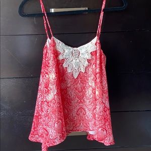 BLUE RAIN - Pink Boho Style Tank with Embr…